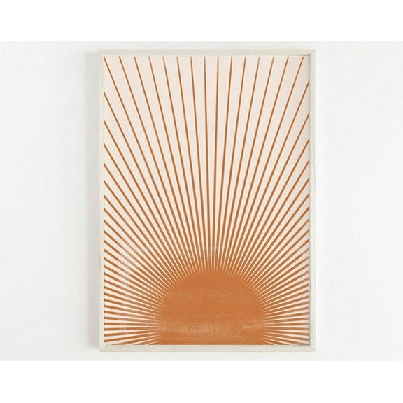 Burnt Orange Sunburst Print Sun Wall Art Print Abstract Sun Print Wall Art Mid Century Modern Geometric Art Wall Art, Modern Wall Decor, 8x12 UNFRAMED