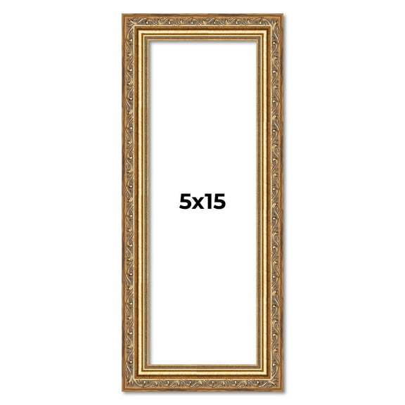 5x15 In Frame Gold Solid Wood Picture Frame Width 1.25 Inches | Interior Frame Depth 0.375 Inches |