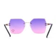 thumbnail image 3 of Womens Rhinestone Heart Lens Bling Rimless Butterfly Chic Sunglasses Gold Purple Pink, 3 of 4