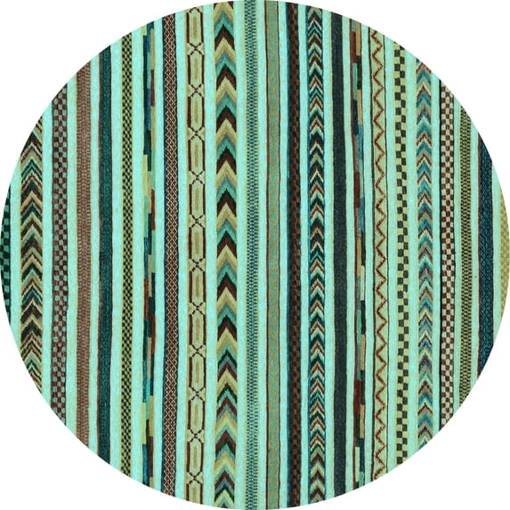 Ahgly Company Indoor Round Oriental Light Blue Modern Area Rugs, 6' Round