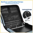 thumbnail image 4 of Zipper Binder with Shoulder Strap 2 inch 3 Ring Waterproof File Folder Organizer Bag 500 Sheet White Butterflies Pattern, 4 of 8