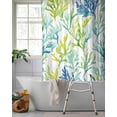 thumbnail image 2 of Split Shower Curtain for Transfer Bench, Coastal Ocean Coral Fabric Shower Curtains for Bathroom, Green Blue Turquoise Aqua Summer Tub Sliding Transfer Bench Waterproof Bath Curtains 72"x72", 2 of 9