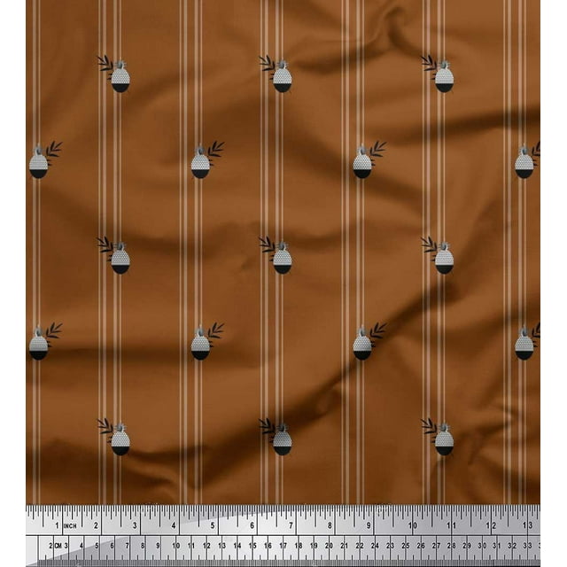 Soimoi Georgette Viscose Fabric Geometric Pine & Stripe Print Sewing Fabric Yard 42 Inch Wide