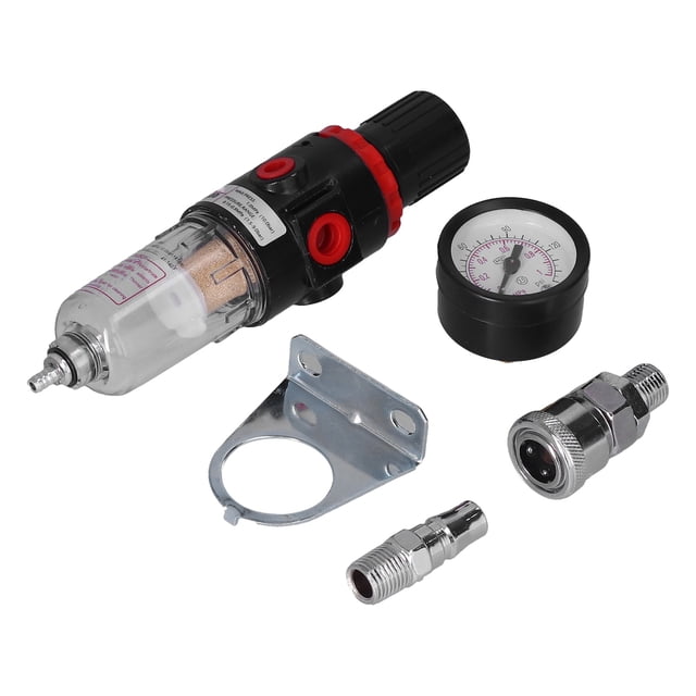 Filtro de humedad para compresor de aire de 1/4 pulg., separador de agua y aceite, regulador con manómetro.
