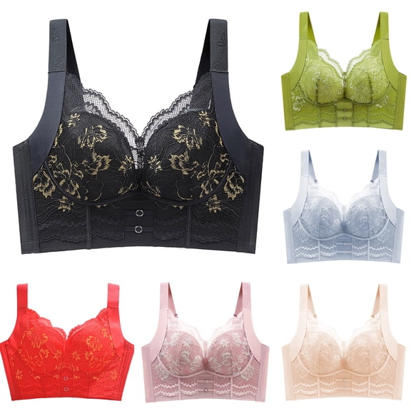 Paiwinds Women's Wirefree Lace Bra - Comfortable Full Coverage Bralette for Plus Size, Everyday Supportive Underwear