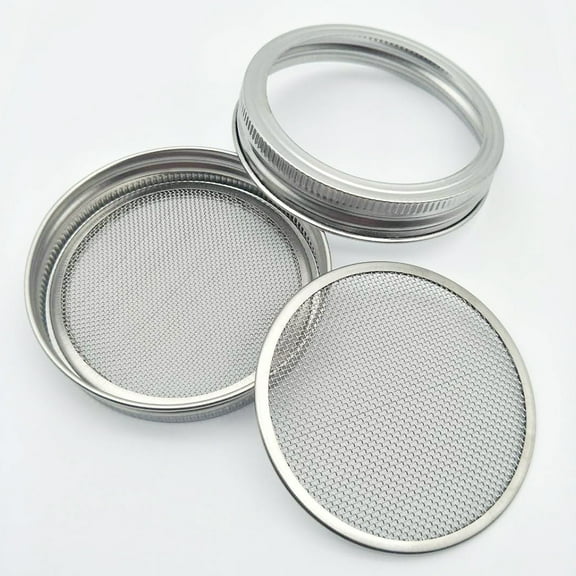 Hytrove 2Pcs 3.3Inch Circular Sprouting Jar Silver For Draining Sifting Soaking In House And Kitchen