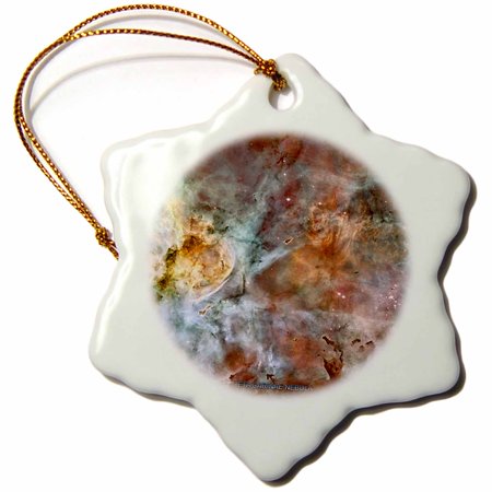 Telescope Ornament - 3dRose Galaxy and Nebula - Eta Carinae Nebula by NASA Hubble Telescope - Snowflake Ornament, 3-inch