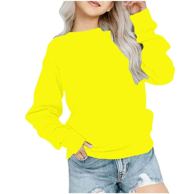 AherBiu Chandail Molletonné pour Filles à Col Rond, Manches Longues, Chandail à Enfiler pour Tout-Petits, Automne, Décontracté, Coupe Ample