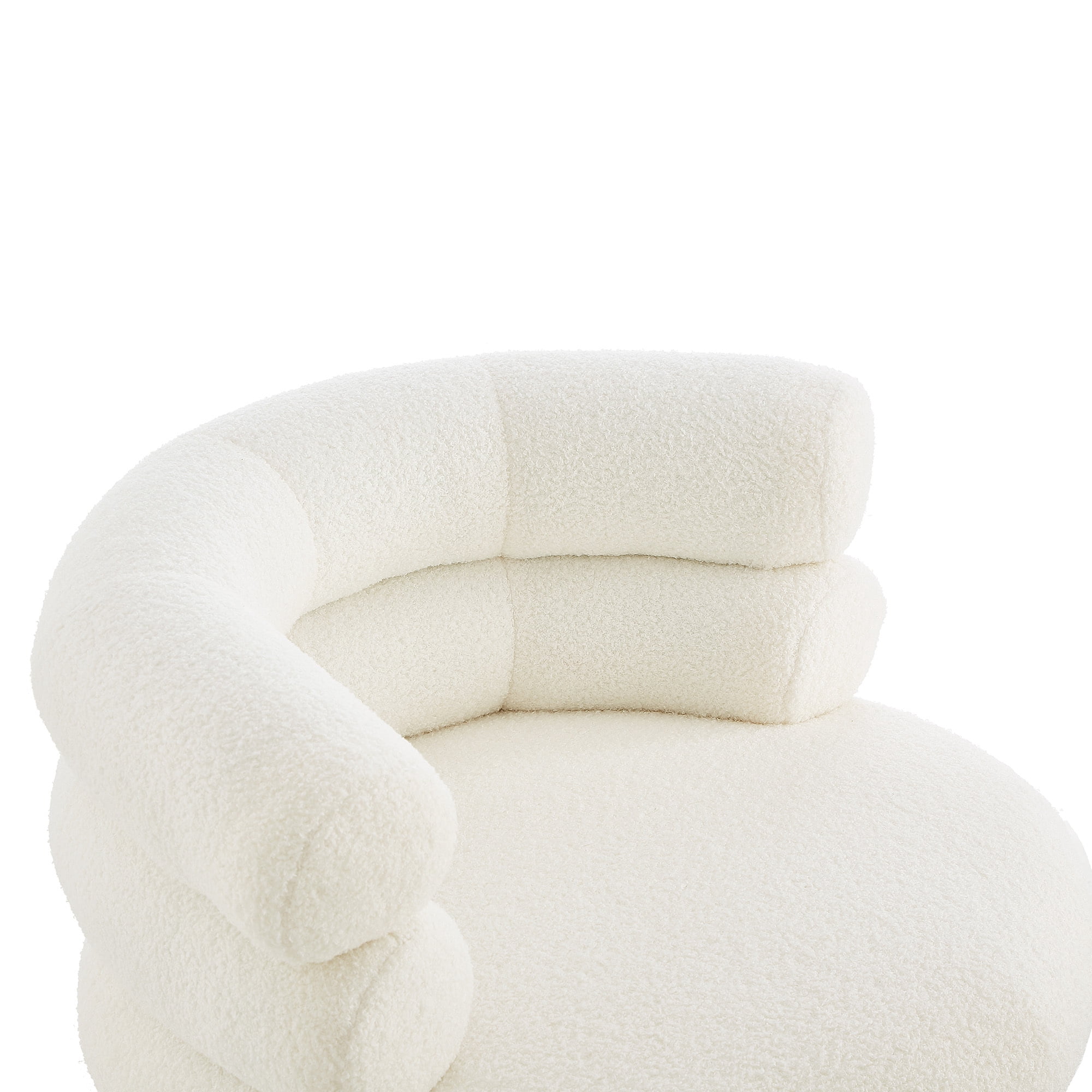Euroco Swivel Accent Chair, 360° Swivel Barrel Chair with Round Back and Soft Cushion,Teddy Fleece Reading Chair Vanity Chair for Small Space,Living Room,Bedroom,White