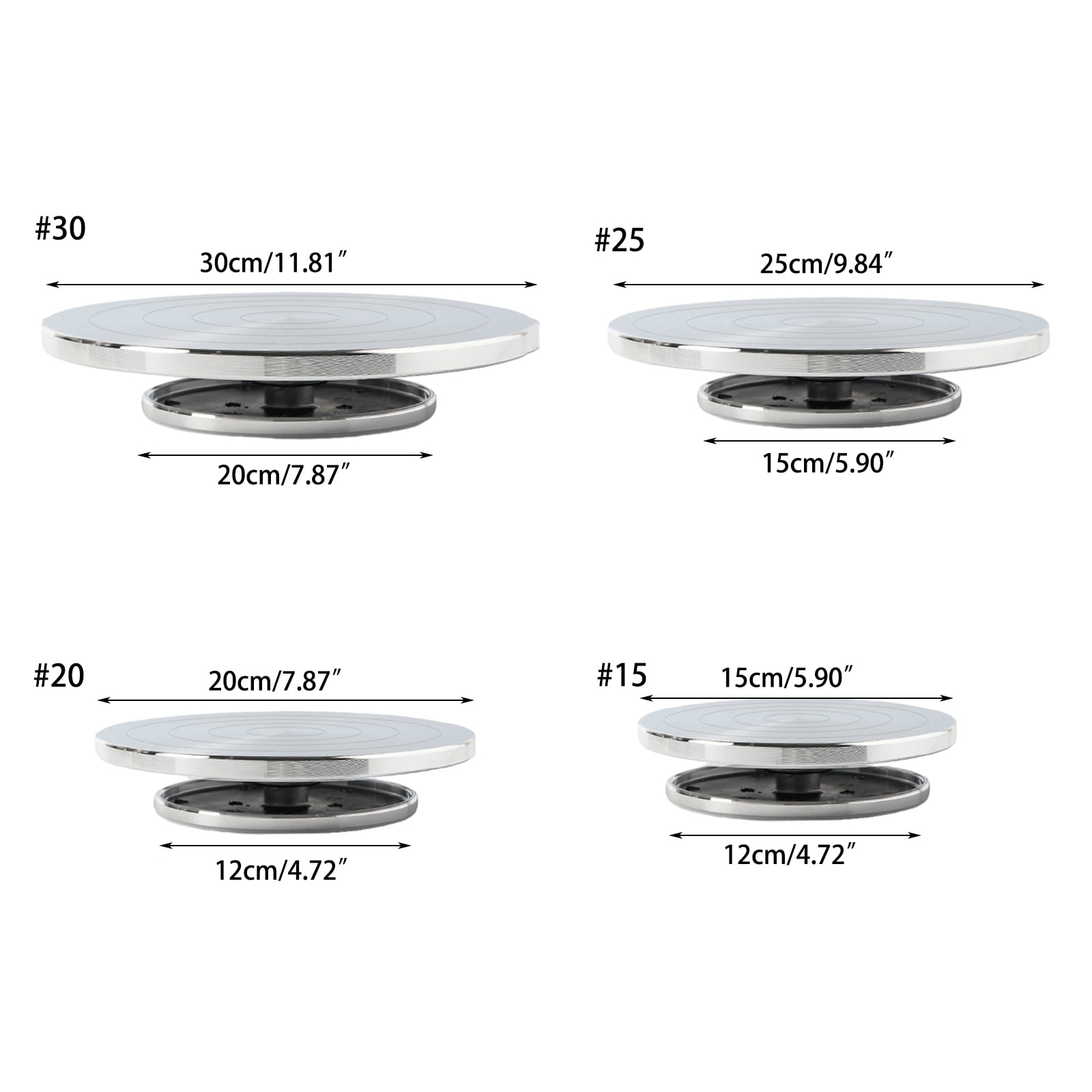 15/20/25/30cm Pottery Wheel Aluminum Turntable Clay Tool Double-Sided Pottery Turntable Sculpture Ceramics Cake Stand