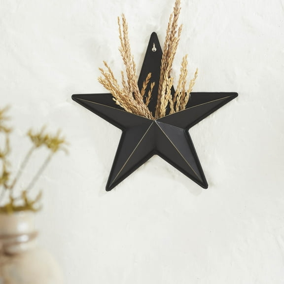 VHC Brands Patriotic Metal Star Distressed w/Pocket 12x12, Independence Day Decor, Decorative Wall Hanging, Rustic Farmhouse Decorations, Country Black, Vintage Tan
