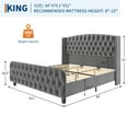 thumbnail image 2 of Queen Bed Frame, Velvet Upholstered Platform Bed Frame with Button Tufted and Nail head Trim Wingback Headboard, Sturdy Wood Slats Support Bed Frame, No Box Spring Needed, 2 of 8