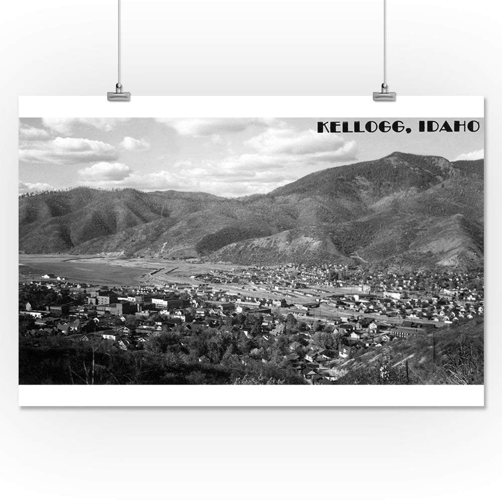 Kellogg, Idaho Panoramic View of Town Photograph (16x24 Giclee