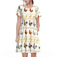 thumbnail image 1 of Bixox Robe d'Été à Manches Courtes pour Femmes Robe Ample Longueur Genou avec Poches-Dunny Chicken, 1 of 7