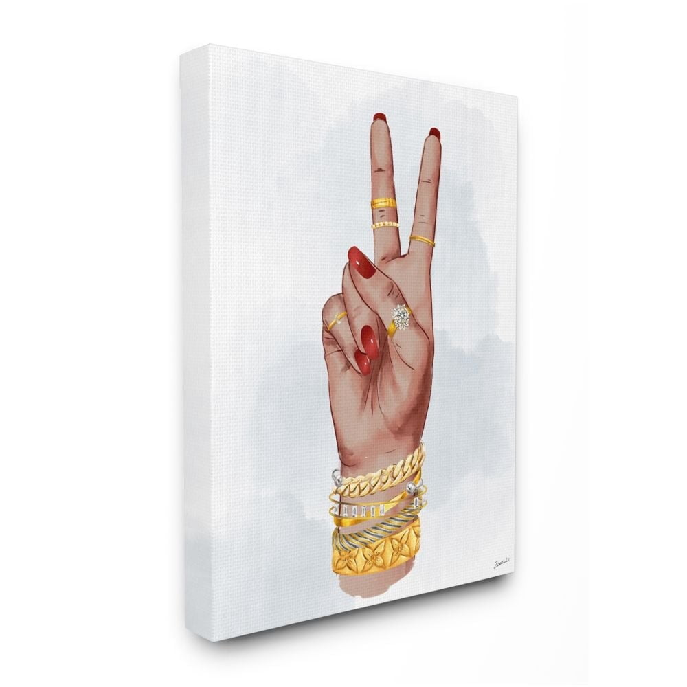 Stupell Industries Peace Hand Pose with Chic Fashion Accessories Designed by Ziwei Li