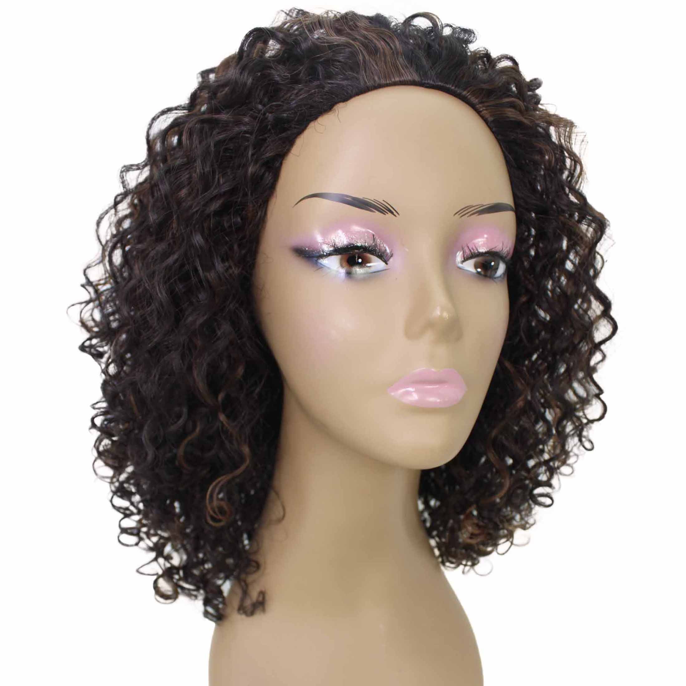 LUXLUXE Tatiana Curly Body Waves 15 in Long Half Wig Half Cap Wig, Mix Human Hair and Synthetic Fibers,