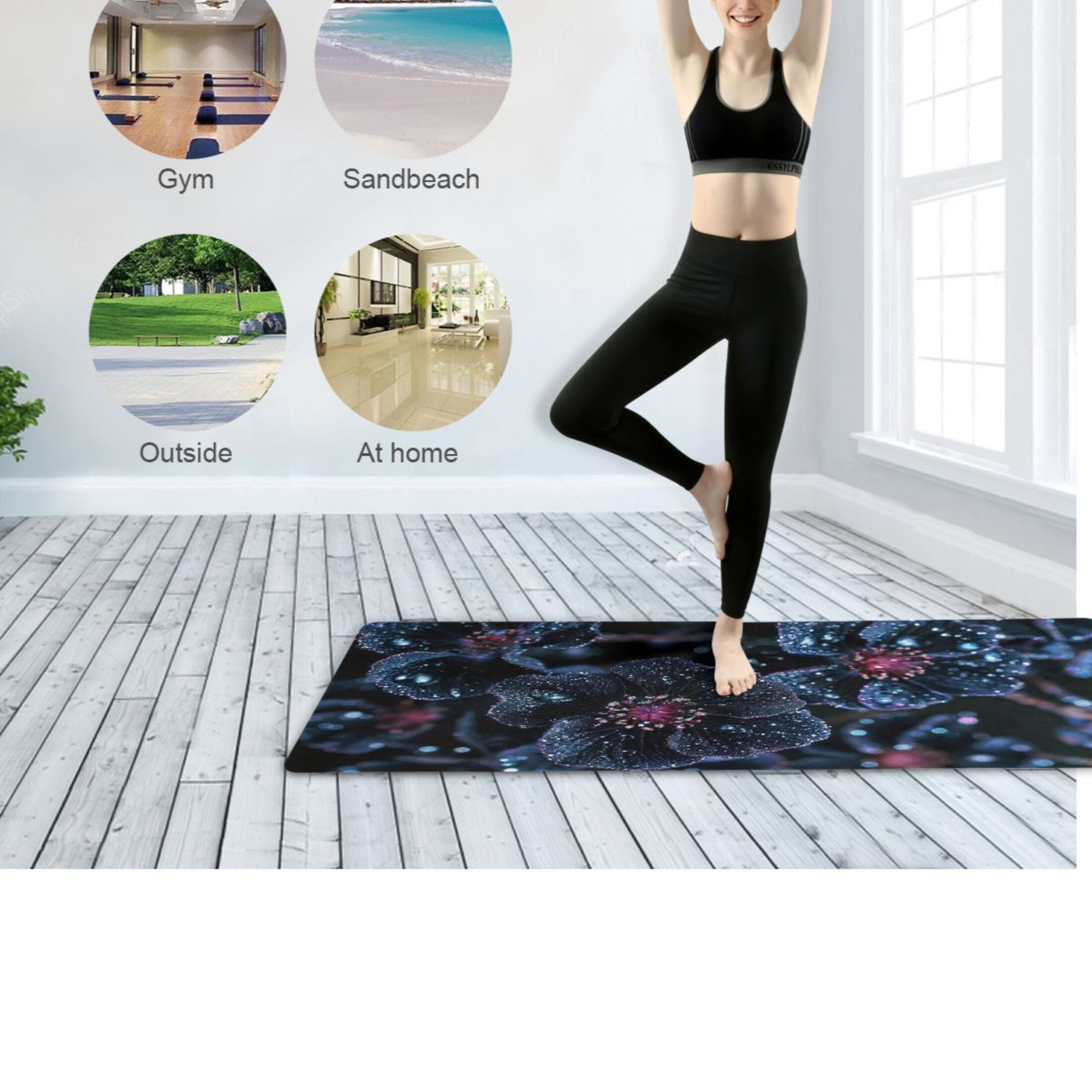 BZSMCE Yoga Mat Women Fitness Mat Galactic Bloom Pattern