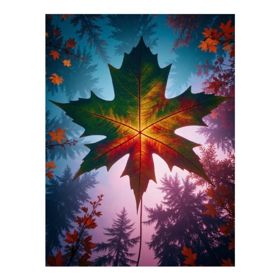 Diamond Art Kit for Adults, Maple Leaf Silhouette Autumn Sky Diamond Painting for Adults Beginners, 5D DIY Diamond Art Painting Kits, Colorful Diamond Painting Craft for Home Decor 12x16