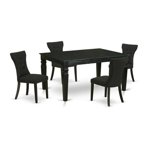 East West Furniture Dining Room Set Black, WEGA5-BLK-24