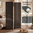 thumbnail image 4 of HOMCOM 3 Panel Room Divider with Handwoven Bamboo, Folding Privacy Screen, 4 of 10