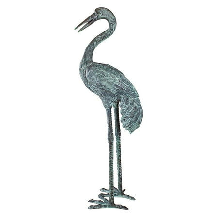 - Design Toscano Emerald Verde Large Crane Head Low Cast Bronze Garden Statue