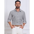 thumbnail image 4 of DARING DIVA Men's Seersucker Long Sleeve Button Down Textured Striped Shirts S Black, 4 of 7