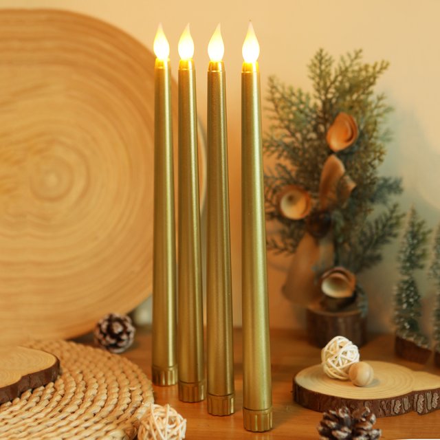 Luz LED de palo largo de luz sin llama para la Navidad de palo largo LED de luz de las velas de luz decorativa de palo largo, 2Pcs Oro mejor para la boda AHeartcove LED221201-0042JD