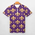 thumbnail image 3 of Purple Bright Mardi Gras - Fleur De Lis Men Zipper T-shirt Summer Casual Short Sleeve T-shirt Top, 3 of 7