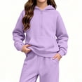 thumbnail image 5 of BRGZLK Boys Girls Hoodie Sweatsuit Set Trendy Solid Color Long Sleeve Half Zip Pullover Sweatshirt and Sweatpants Comfort Warm Tracksuit Fall Winter Clothes for Daily Wear 2026 Purple 9-10 Years, 5 of 7