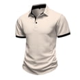 thumbnail image 5 of TaTaai Men's Solid Color Jacquard Short Sleeve Polo Shirt with Contrast Buttons, Turn-Down Collar, and Comfortable Relaxed Fit Gift, 5 of 8