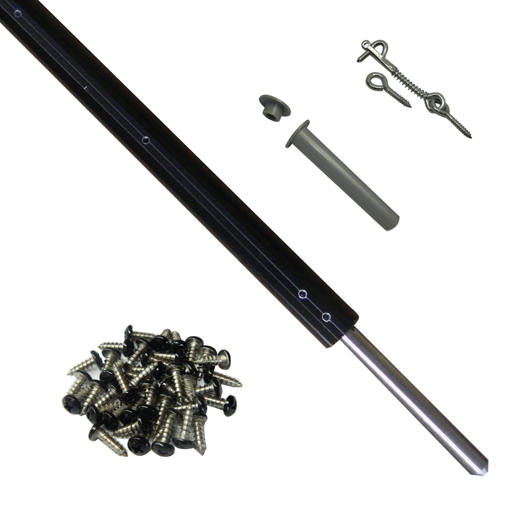 4 ft. H Pool Fence DIY Spare Pole in Black Featuring a Steel Pin at the