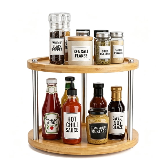 ZOVANO 10 inch 2 Tier Lazy Susan, Rotating Spice Rack Organizer for Cabinet