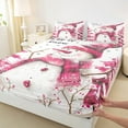 thumbnail image 3 of Manfei Kawaii Xmas Snowman Twin Sheet Sets,Happy New Year Twin Fitted Sheet,Pink Splash Ink Flat Sheet For Teens,Ultra Soft Home Decor,3 Pieces, 3 of 7