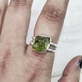 thumbnail image 4 of Natural Peridot Ring, Rough Peridot Gemstone Ring, August Birthstone, Twist Double Band, 925 Sterling Silver, Womens Ring, Christmas, Thanksgiving, Handmade, Statement Jewelry, Rough Gemstone Jewelry, 4 of 5