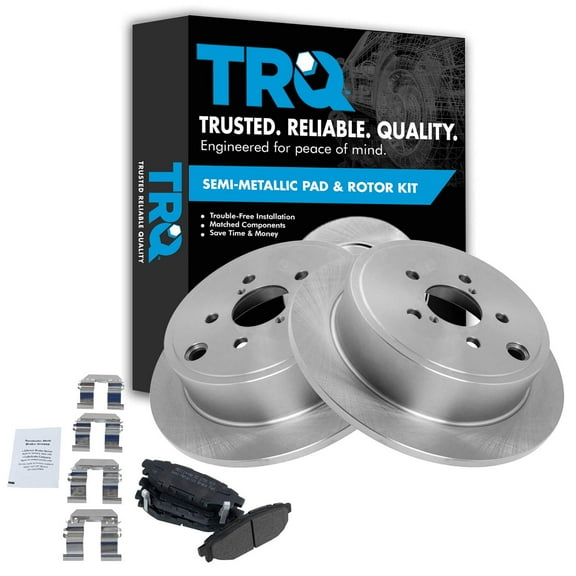 TRQ Rear Brake Pad & Rotor Kit Brake Pads Brake Rotor Semi-Metallic Fits Select 2009-2013 Subaru Forester 2008-2014 Impreza 2010-2014 Legacy Outback