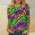 thumbnail image 4 of Mardi Gras Shirt Women Casual Funny Graphic 3/4 Sleeve Party Tee Shirts Round Neck Loose Fitted Festival Tops Trendy Mardi Gras Outfits 2026, 4 of 6