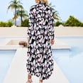 thumbnail image 5 of Robe en Chiffon Animal Arctic Imprimé Drôle de Macareux Robes Mignonnes Femme Manches Longues Style Rue Col en V Oversize Robe Décontractée, 5 of 5