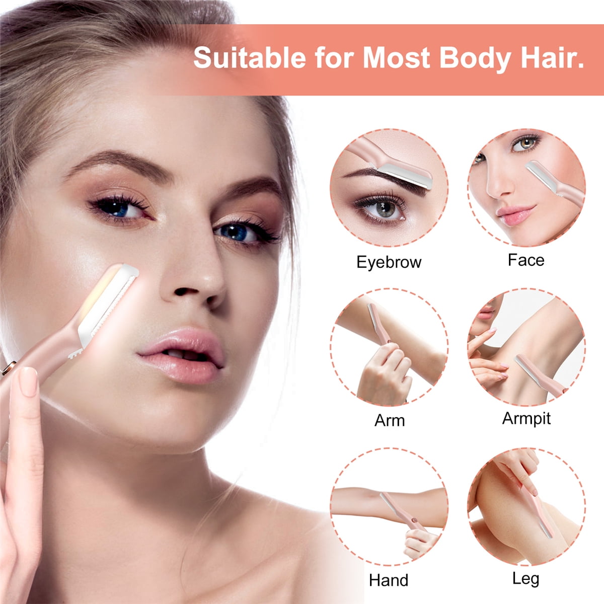 Buy LED Eyebrow Trimmer for Women, Facial Hair Painless Razor Removal