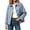 Blue, variant on Plaid Jackets for Women Button Down Cropped Jacket Casual Loose Lapel Long Sleeve lightweight Jacket