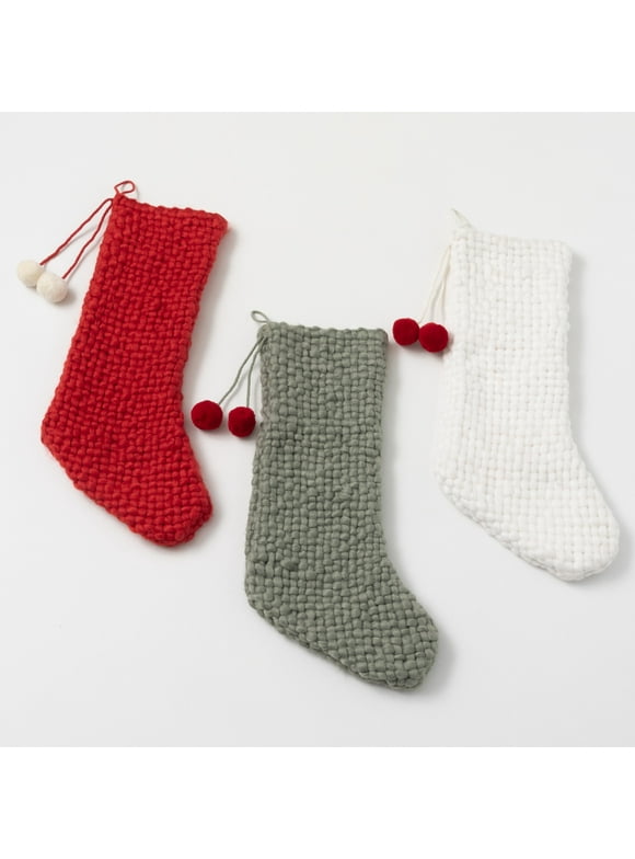 20.5"H Sullivans Knitted Christmas Stocking - Set of 3, Multicolored