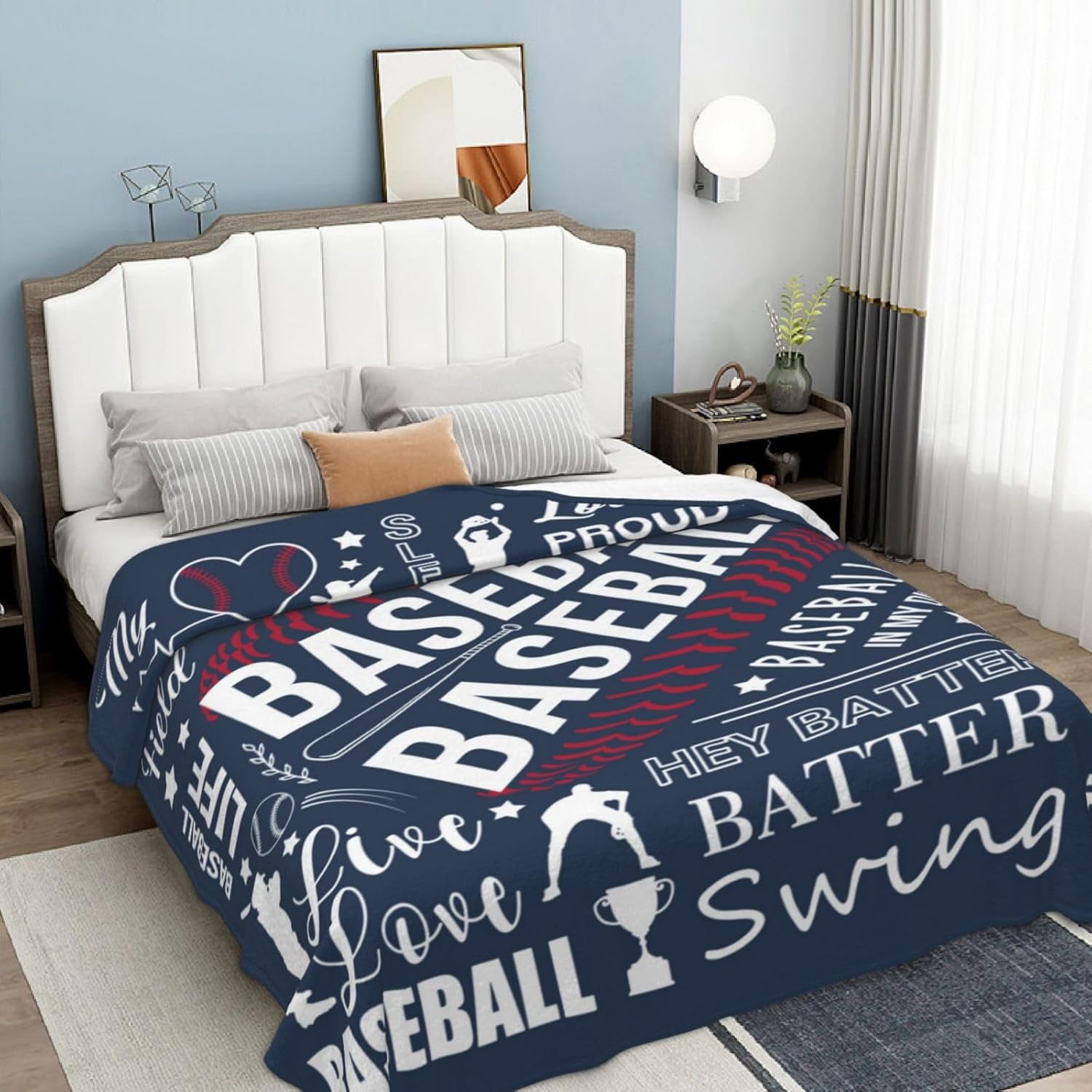 Baseball Gifts Baseball Blanket for Women and Men Soft Baseball Gifts for Girls Women Team Baseball Stuff for Girls Cozy Fleece Baseball Fuzzy Sports Ball Blankets for Couch Bed Room Decor 80"X60"