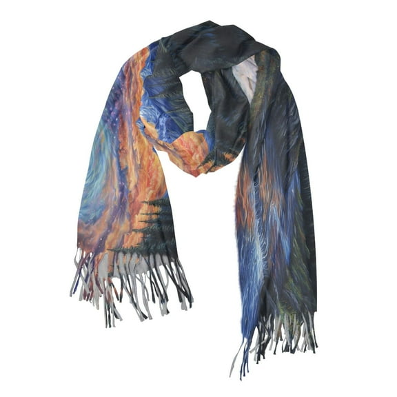 FORMRS Womens Scarf Winter Soft Long Big Warm Shawls Wrap Tassel Scarves, Mountains and Forests