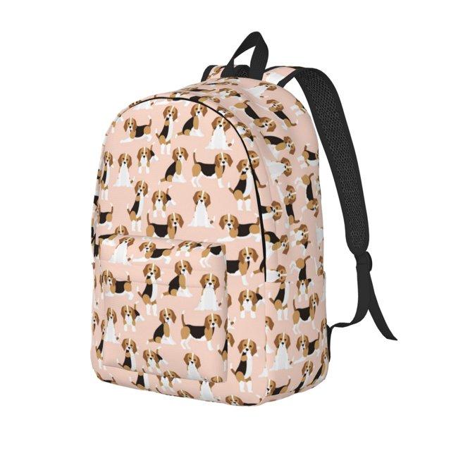Disketp Beagle Dog On Brown Mochila de Lona Estampada, Mochila Escolar de Viaje Ligera para Estudiantes y Portátil-Medium