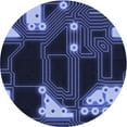 thumbnail image 1 of Ahgly Company Machine Washable Indoor Round Transitional Midnight Blue Area Rugs, 3' Round, 1 of 7