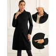 thumbnail image 2 of DARING DIVA Women's Peter Pan Collar Single Breasted Long Pea Coat Black XS, 2 of 6