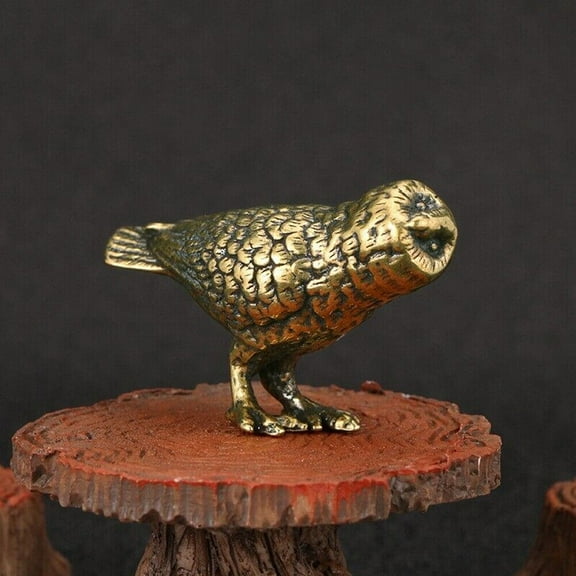 Solid Brass Owl Figurine Small Office Table Decoration Animal Figurines Toys  