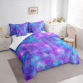 thumbnail image 3 of Homewish Dreamy Glitter Mermaid Twin Bedding Sets 7-Piece, Blue Purple Fish Scale Bedding Comforter Set, Art Watercolor Reversible Sheet Sets, Luxury Bedroom Decor, 3 of 7