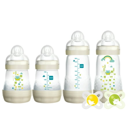 MAM Newborn Gift Set, Best Pacifiers and Baby Bottles for Breastfed Babies, 'Feed & Soothe' Set, White,
