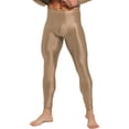 thumbnail image 4 of YUUMIN Men's Shiny Compression Pants Oil Glossy Stretchy Workout Sports Base Layer Trousers Coffee XXL, 4 of 6
