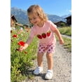 thumbnail image 4 of BemeyourBBs Kids Toddler Baby Girls Summer Clothes Cute Infant Baby Girl Fruit Outf Watermelon Strawberry Short Sleeve T-shirt with Shorts Set Toddler Baby Girls Summer Outfit, 4 of 9